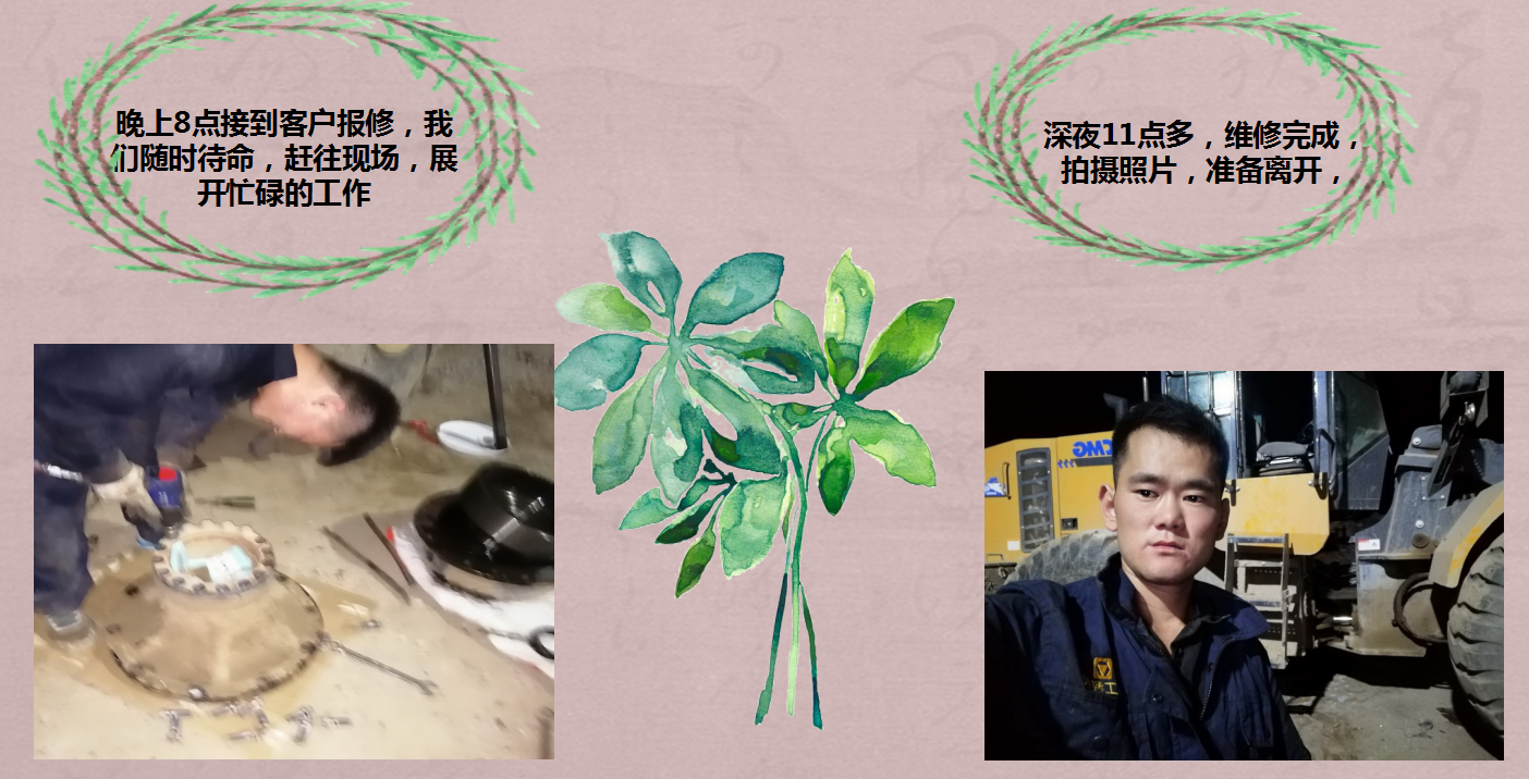 杏彩·电子（中国）官方网站服务部人员加班修车